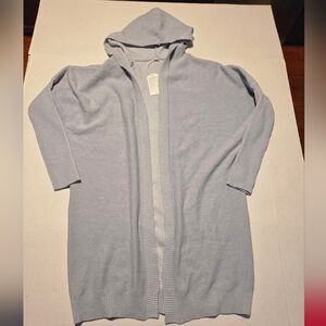 NWT Made With Love Light Blue Classic Knit Long Cardigan Sweater Size M